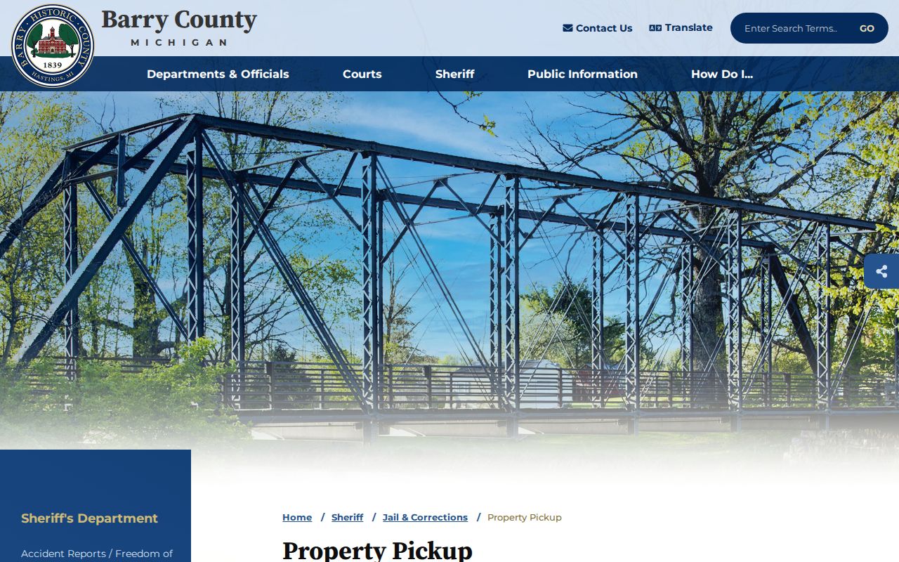 Barry County Jail release property pickup deadline