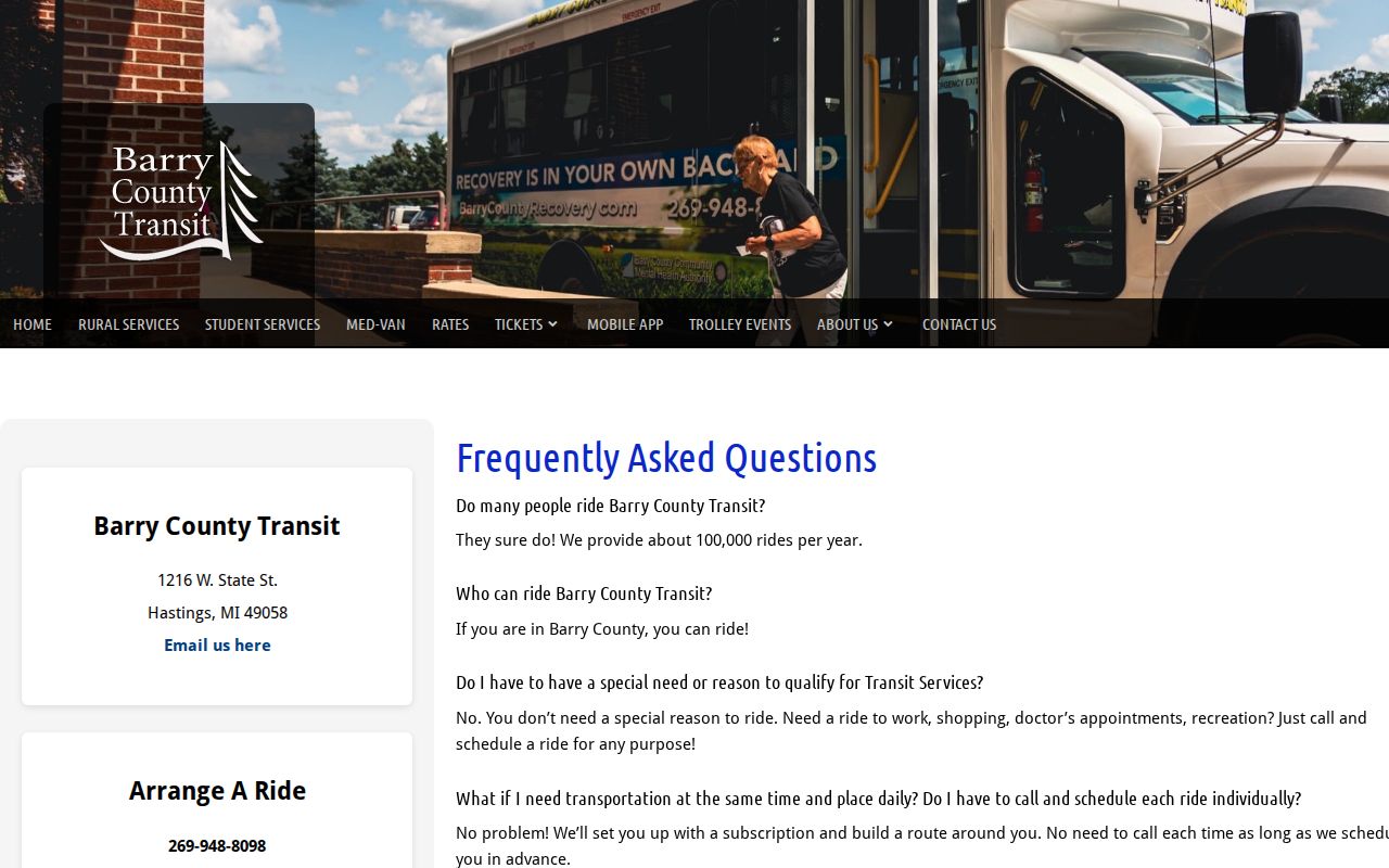 Barry County release transportation information from Barry County Transit