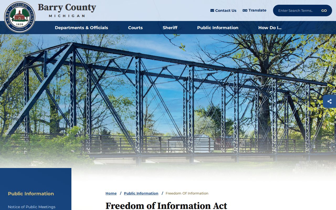 Barry County released inmate record request information