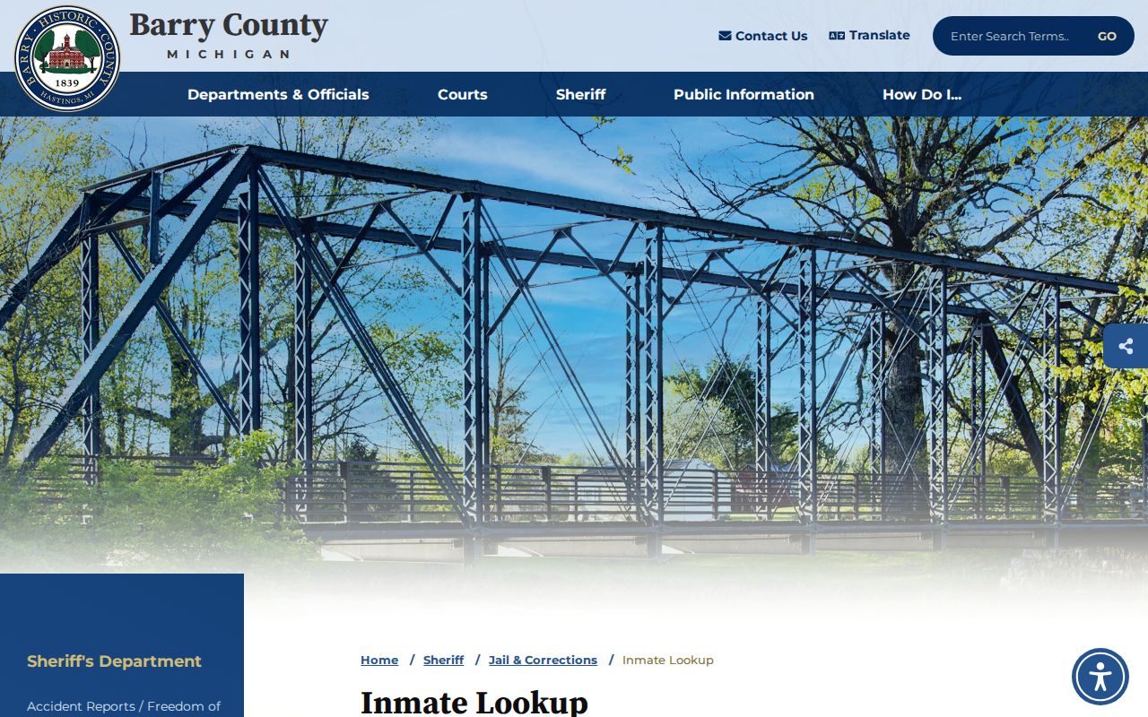 Barry County released inmate lookup referral to VINELink